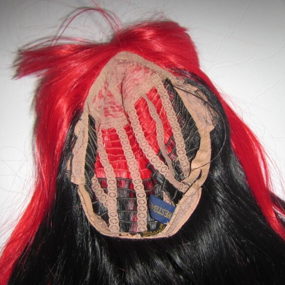 Multi Layered 2-Tone Red over Black Long Straight Hair Synthetic Wig West Bay 18 - Picture 7 of 10